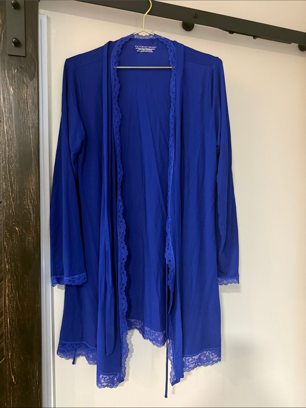 Victoria's Secret Cobalt Blue Lace-Trimmed Open Robe